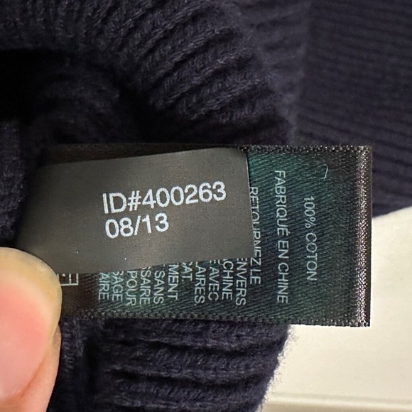 EXPRESS Men's Navy Striped Shawl Collar Pullover Sweater Preppy Fisherman Large - Picture 4 of 10